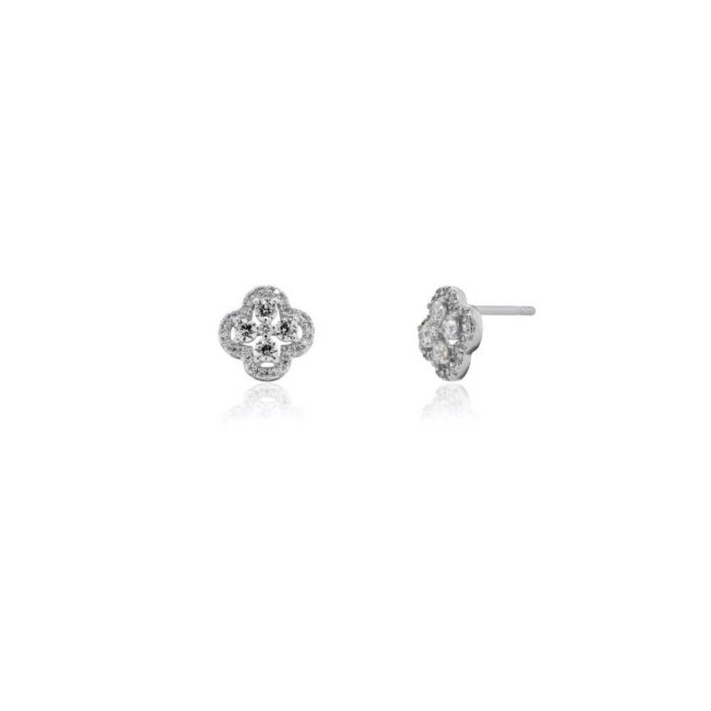 NWT Victoria Clover Stud Earrings // Sterling Silver + CZ